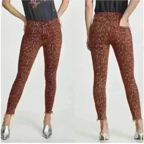 MOTHER High Waisted Looker Ankle Fray In Animal Attraction Size 26 New With Tags - Picture 2 of 14